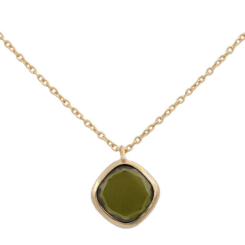 GARGANTILLA  ORO 18KL CUADRADO OLIVINA