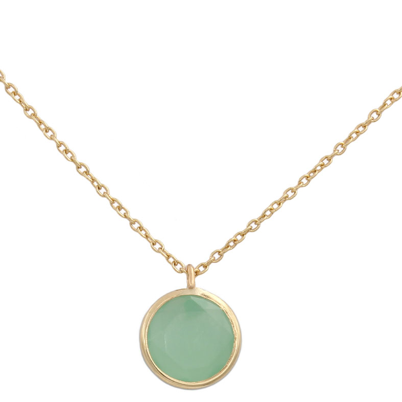 GARGANTILLA ORO 18KL CIRCULO  PIEDRA VERDE