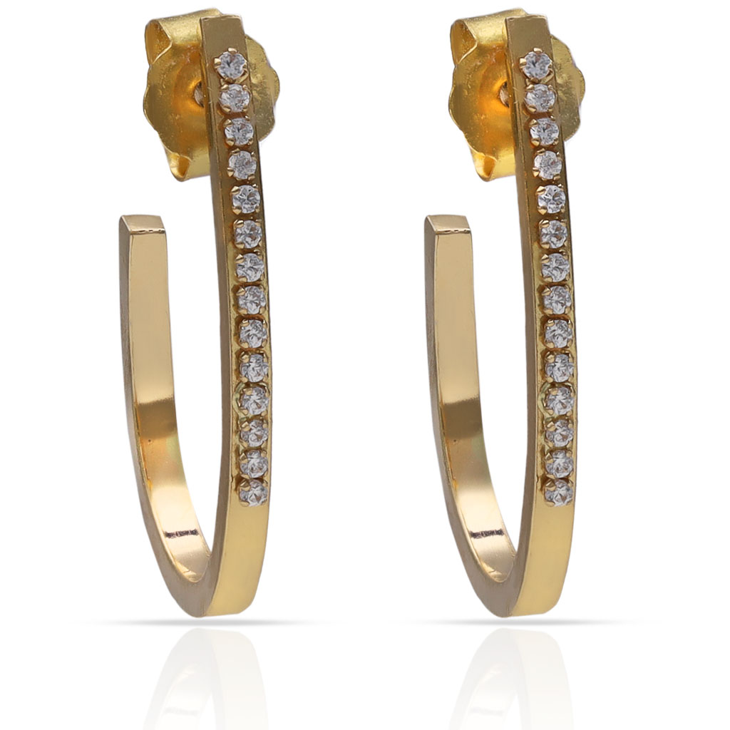 AROS ORO 18KL OVAL CIRCONITAS - 12x23MM