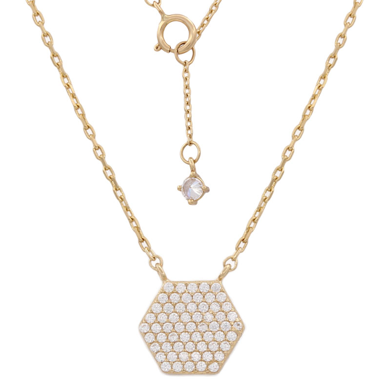 GARGANTILLA ORO 18KL HEXAGONO CIRCONITAS