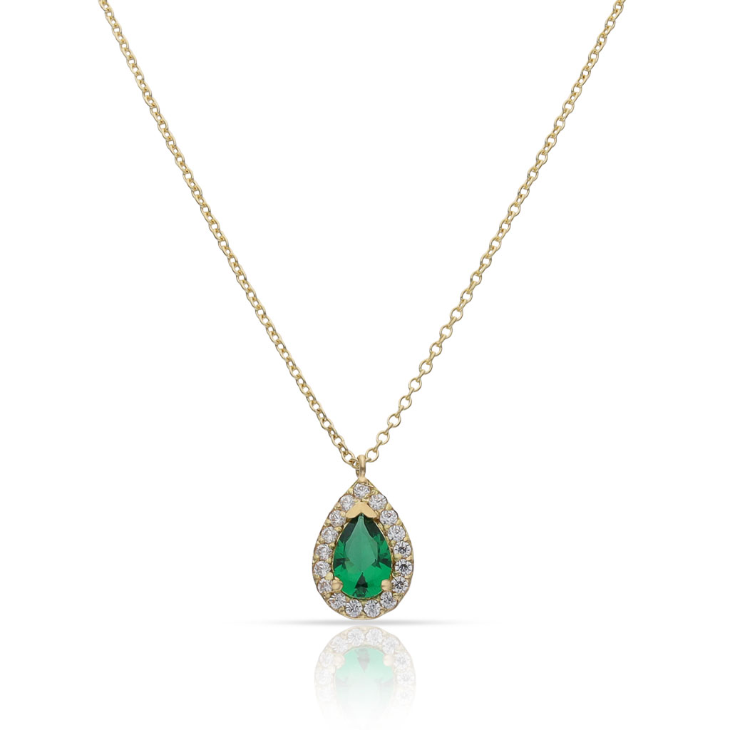 GARGANTILLA ORO 18KL LAGRIMA CRISOPAL VERDE