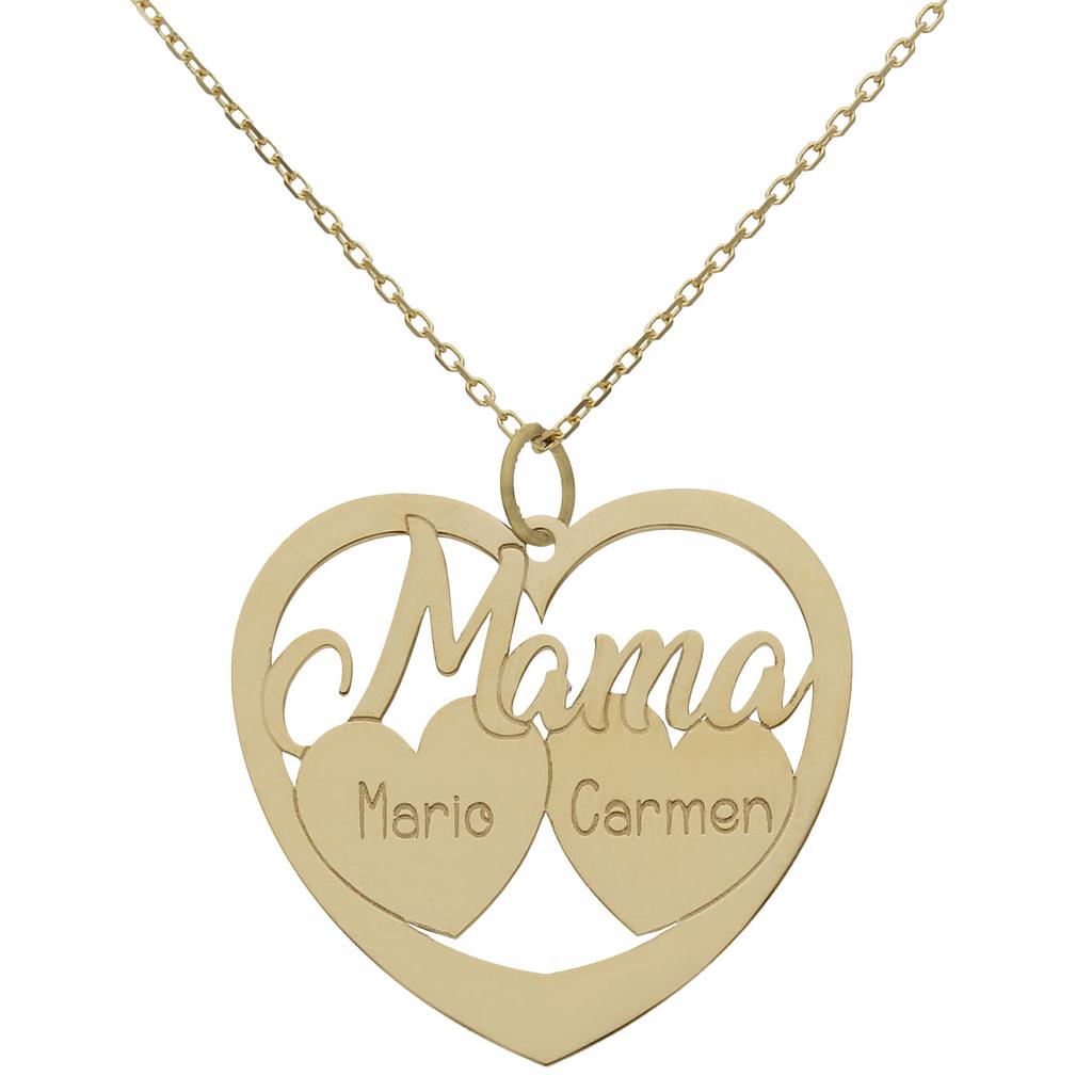 GARGANTILLA ORO 18KL MAMA + 2 CORAZONES