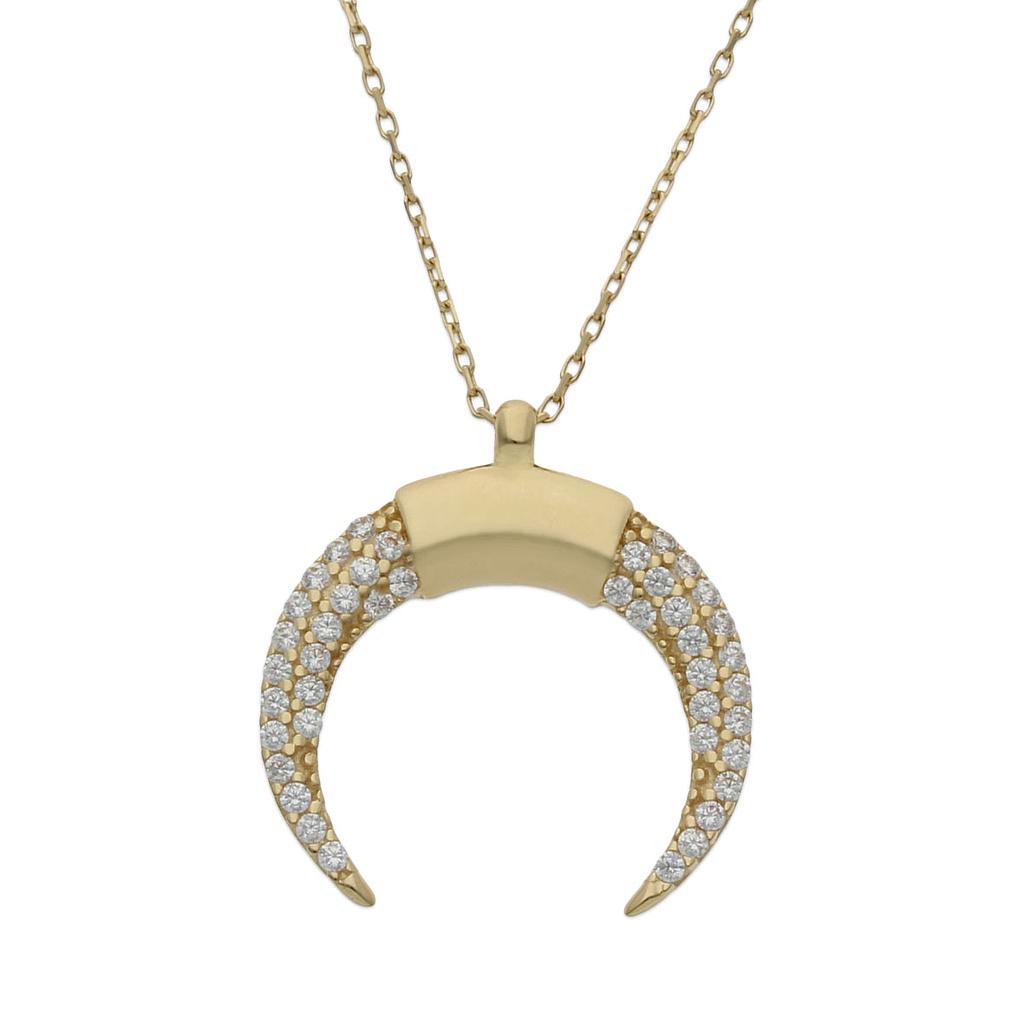 GARGANTILLA ORO 18KL MEDIA LUNA CIRCONITAS