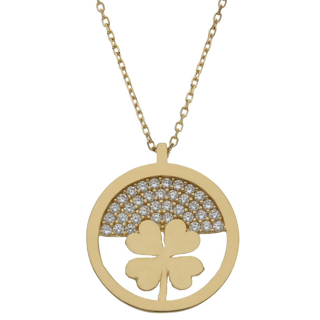 GARGANTILLA ORO 18KL TREBOL CIRCONITAS