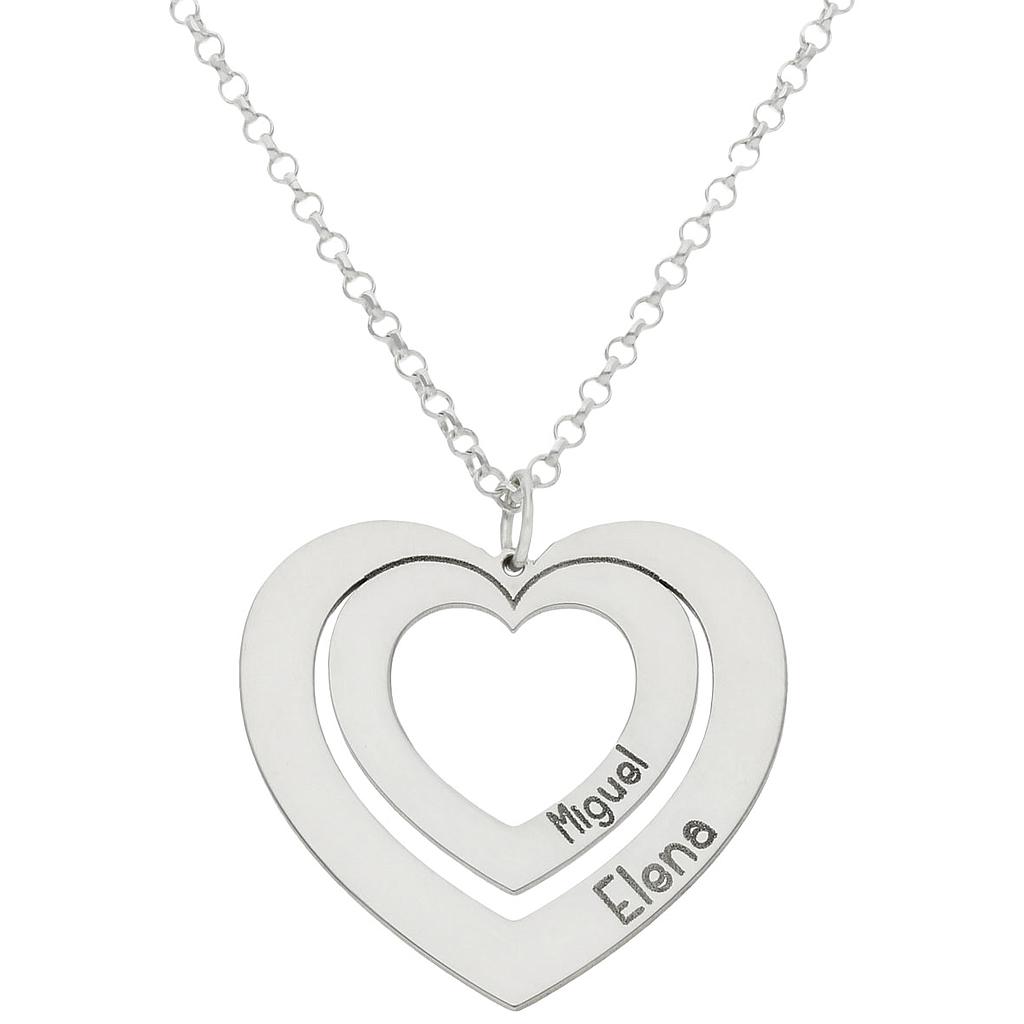 GARGANTILLA ORO BLANCO 18KL CORAZONES NOMBRES