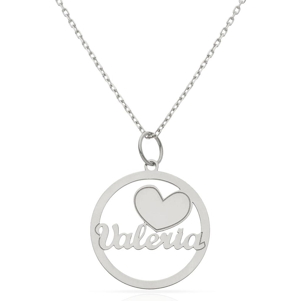GARGANTILLA ORO BLANCO 18KL NOMBRE + CORAZON