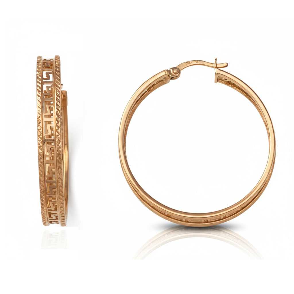 AROS ORO 18KL TALLADOS GRECA - 30MM