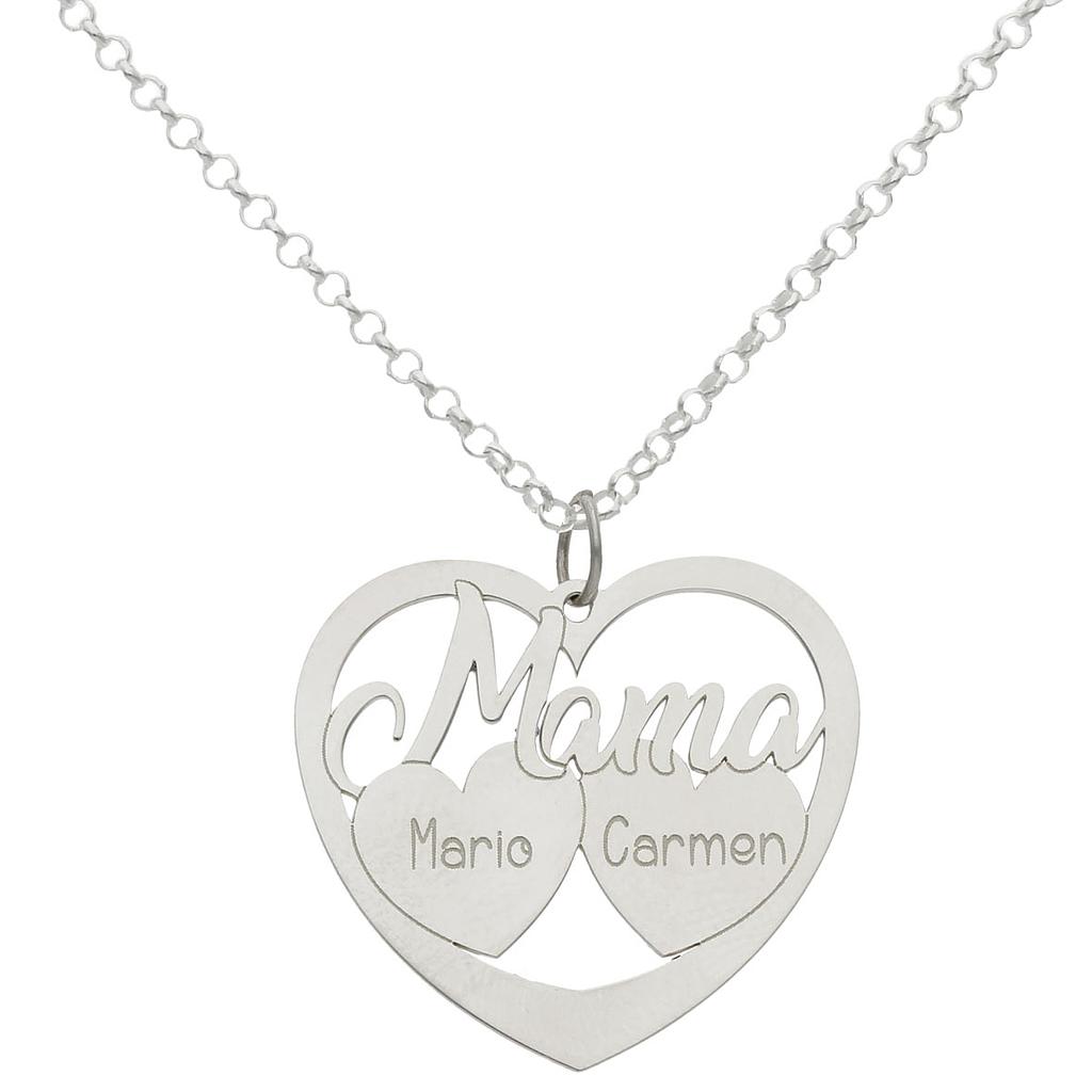 GARGANTILLA PLATA 925MM MAMA + 2 CORAZONES