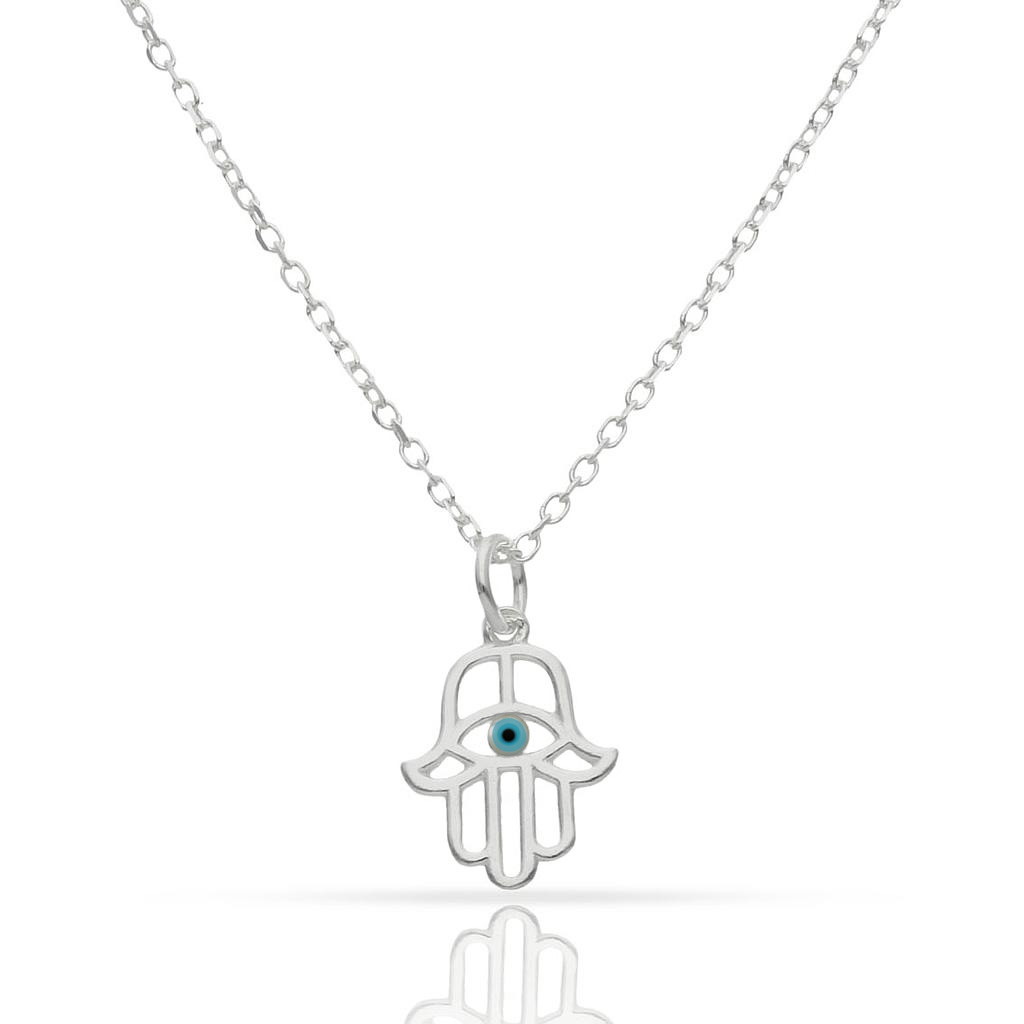 GARGANTILLA PLATA 925MM MANO DE FATIMA + OJO TURCO