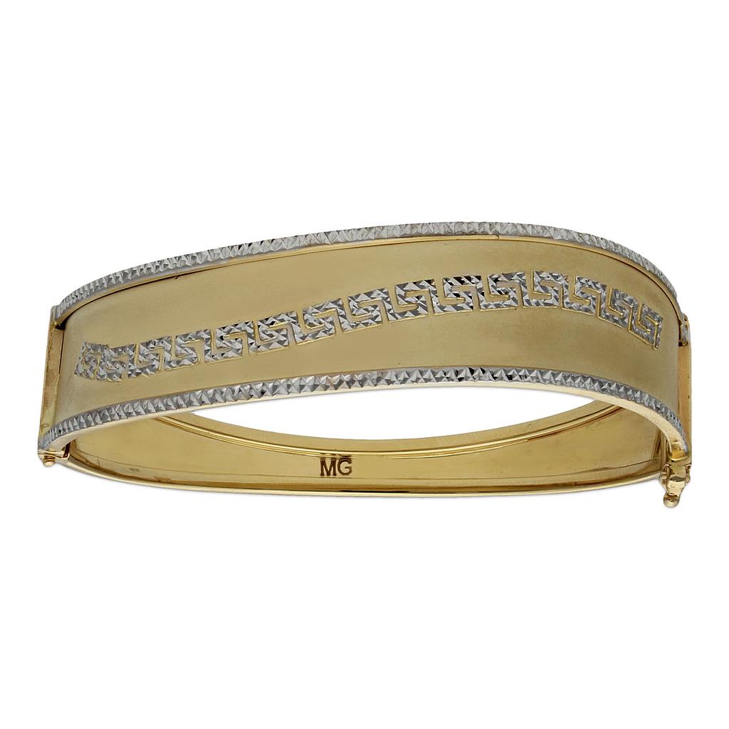 BRAZALETE BICOLOR GRECA TALLADA ORO 18KL