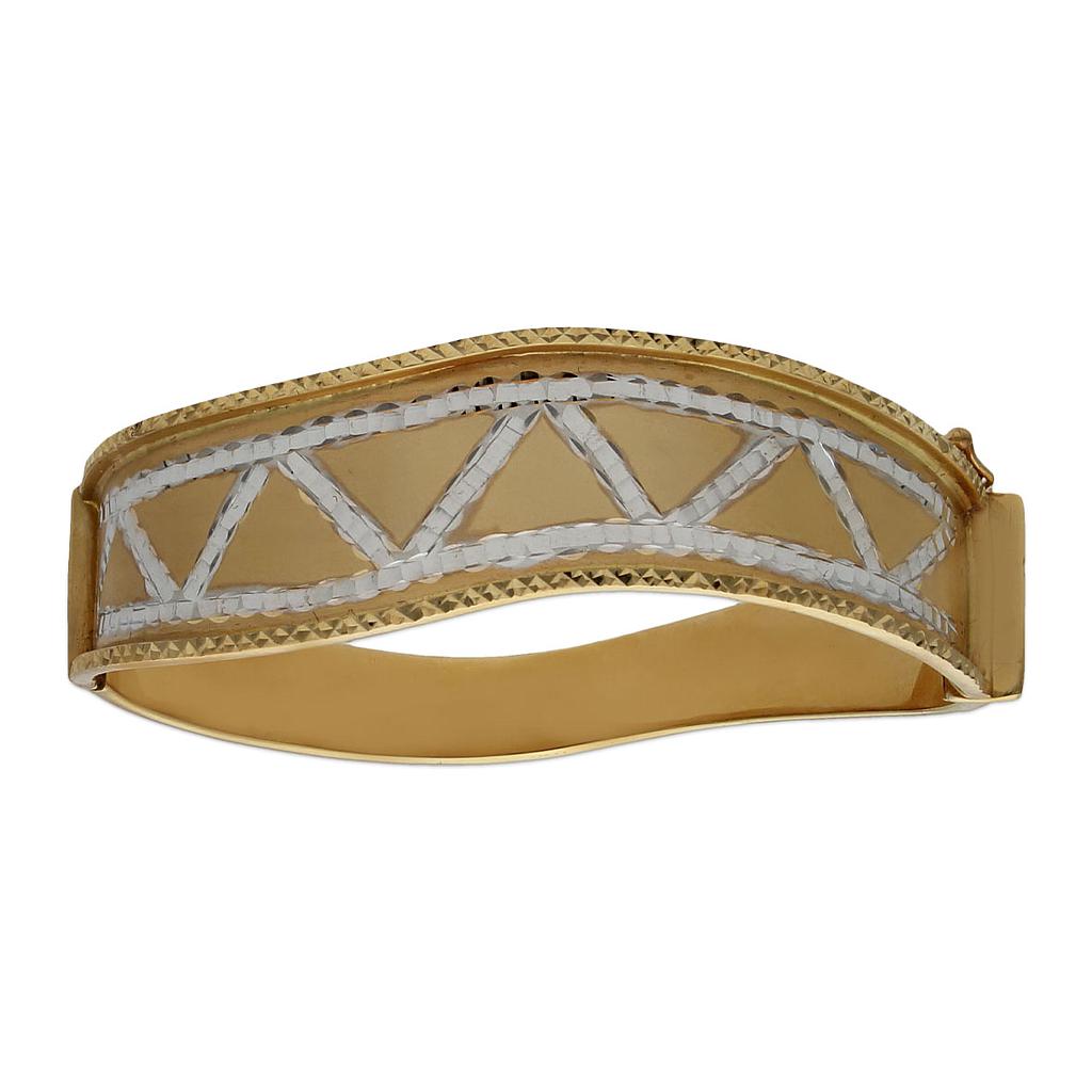BRAZALETE BICOLOR TALLADO ORO 18KL