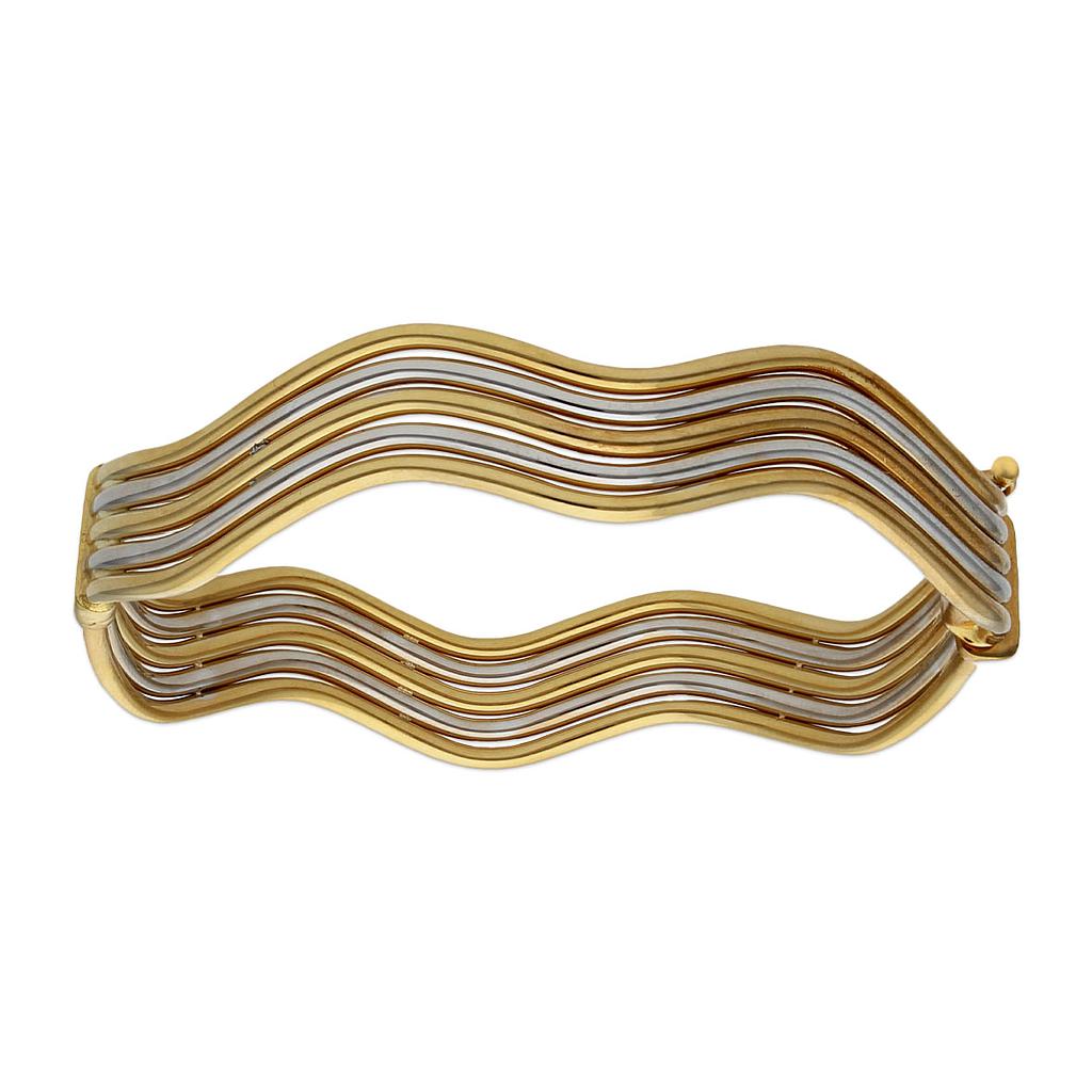 BRAZALETE ONDAS BICOLOR ORO 18KL