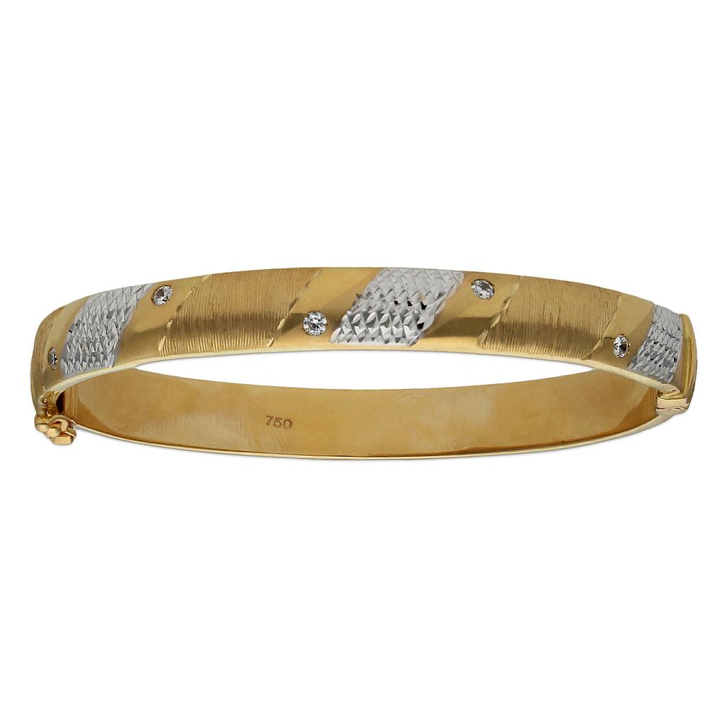 BRAZALETE TALLADO CIRCONITAS ORO 18KL