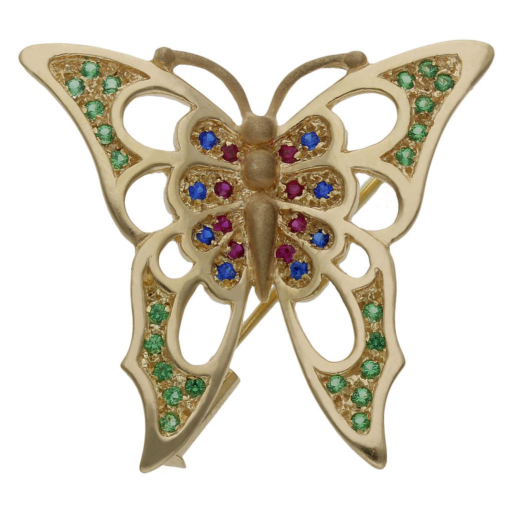 BROCHE + COLGANTE MARIPOSA ORO 18KL - 38x35MM