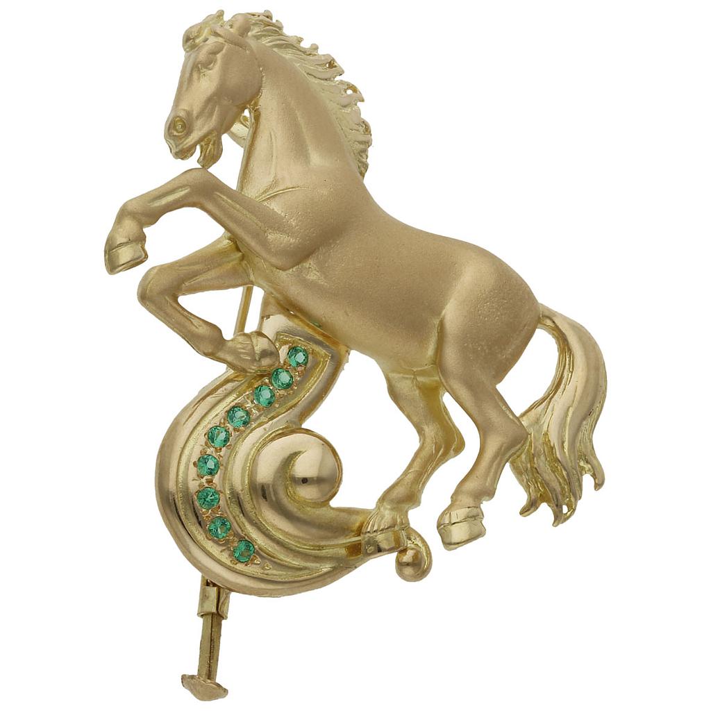 BROCHE Y COLGANTE CABALLO ORO 18KL