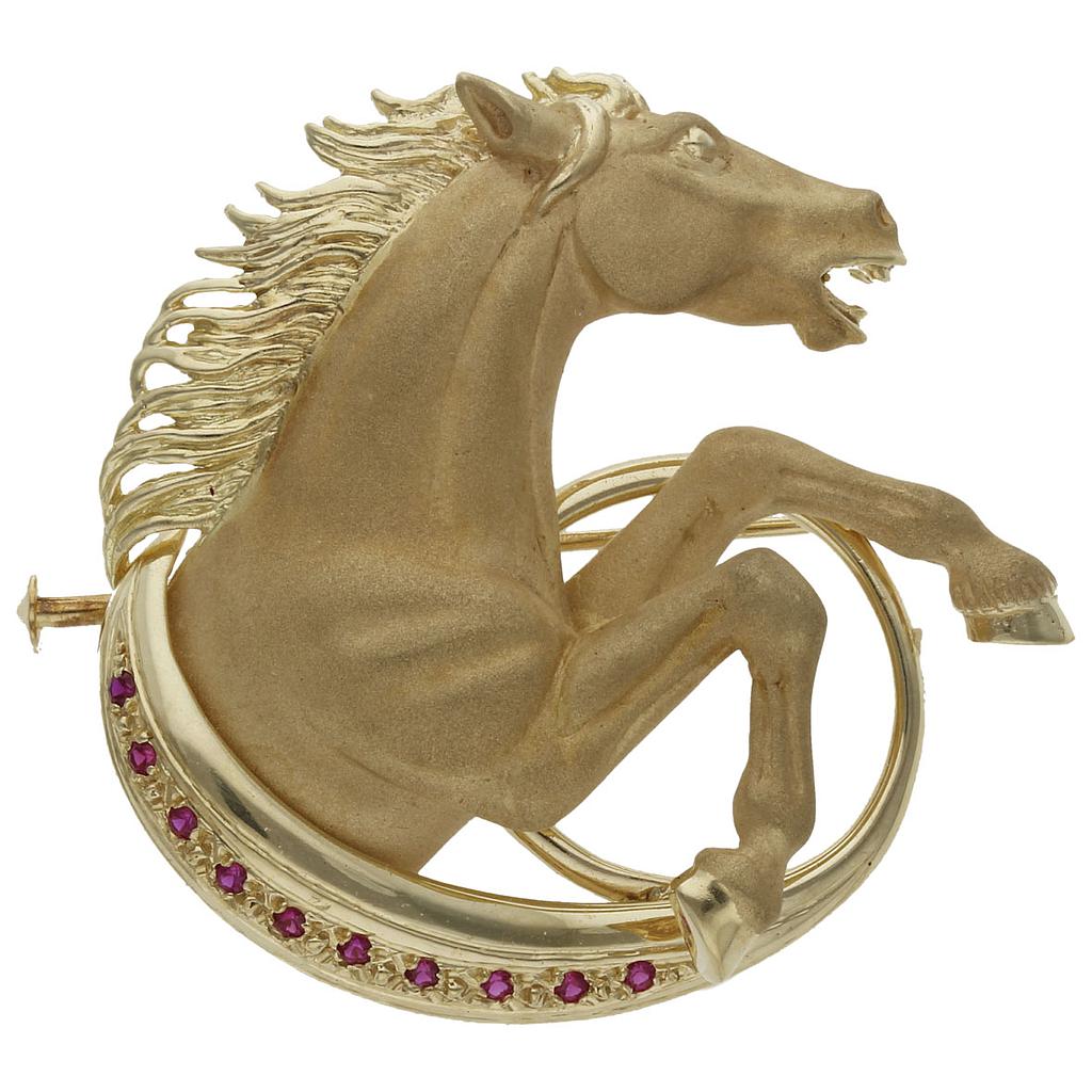 BROCHE Y COLGANTE CABALLO ORO 18KL 