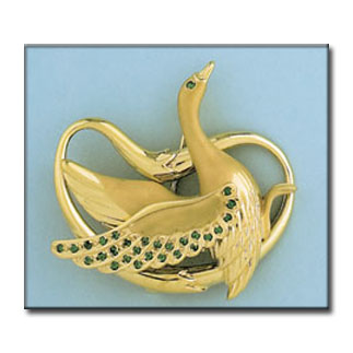 BROCHE Y COLGANTE ORO 18KL CISNE