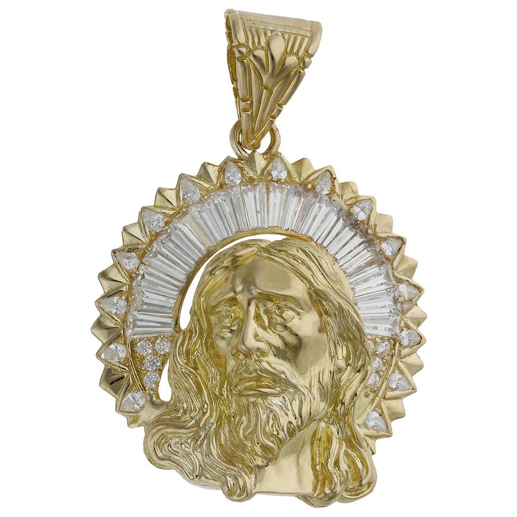 CABEZA CRISTO ORO 18KL CIRCONITAS - 41x49MM