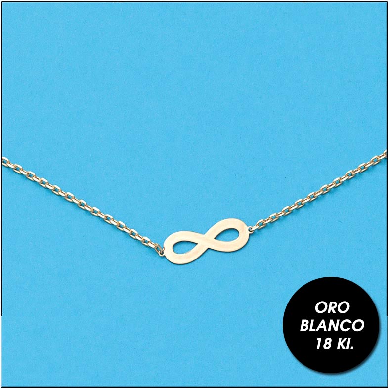 CADENA + COLGANTE INFINITO ORO18K BLANCO