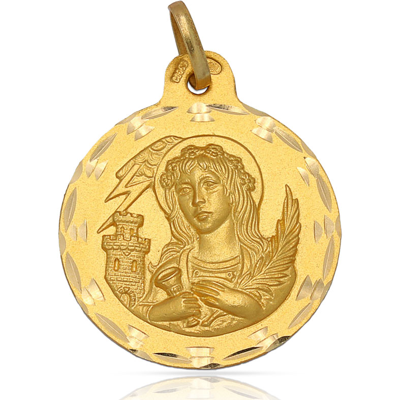 MEDALLA ORO 18KL SANTA BARBARA - 23MM