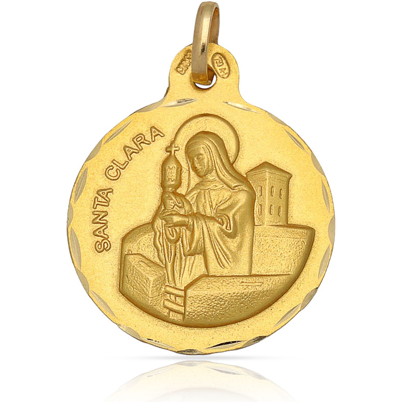 MEDALLA ORO 18KL SANTA CLARA- 21MM  