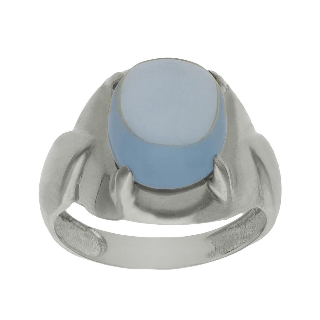 SORTIJA ORO BLANCO 18KL - PIEDRA AZUL