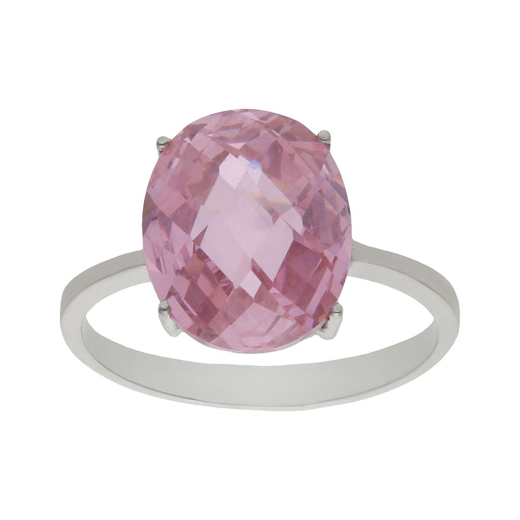 SORTIJA ORO BLANCO 18KL - PIEDRA ROSA