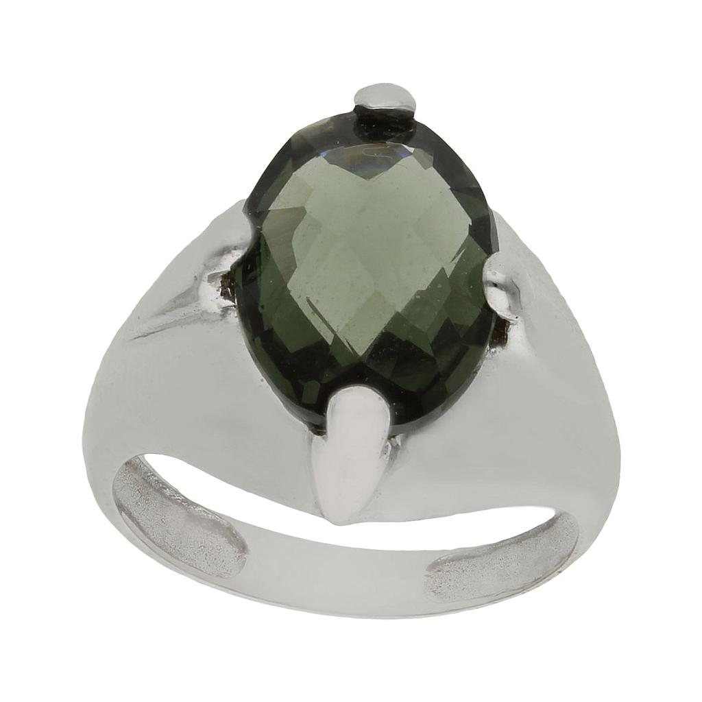 SORTIJA ORO BLANCO 18KL - PIEDRA VERDE