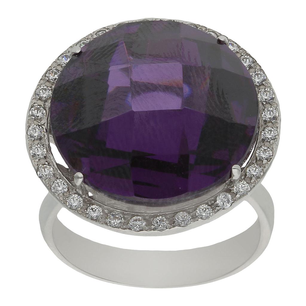 SORTIJA ORO BLANCO 18KL - PIEDRA VIOLETA