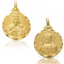 MEDALLA PLATA CHAPADA EN ORO ESCAPULARIO - 20MM