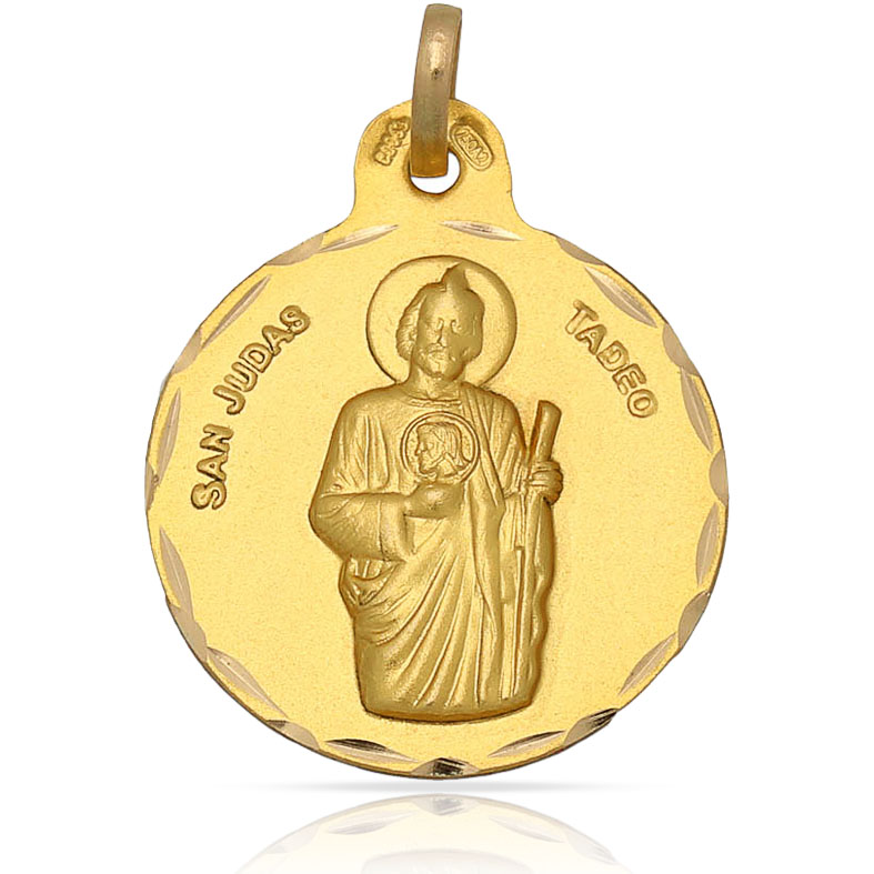 MEDALLA PLATA CHAPADA EN ORO SAN JUDAS TADEO - 21MM