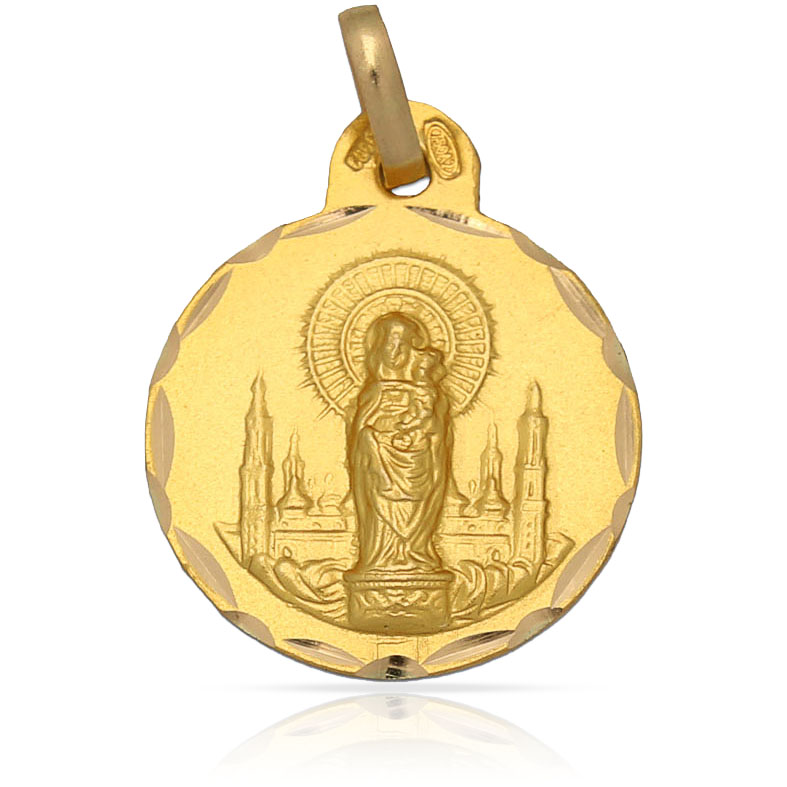 MEDALLA PLATA CHAPADA EN ORO V. DEL PILAR - 19MM