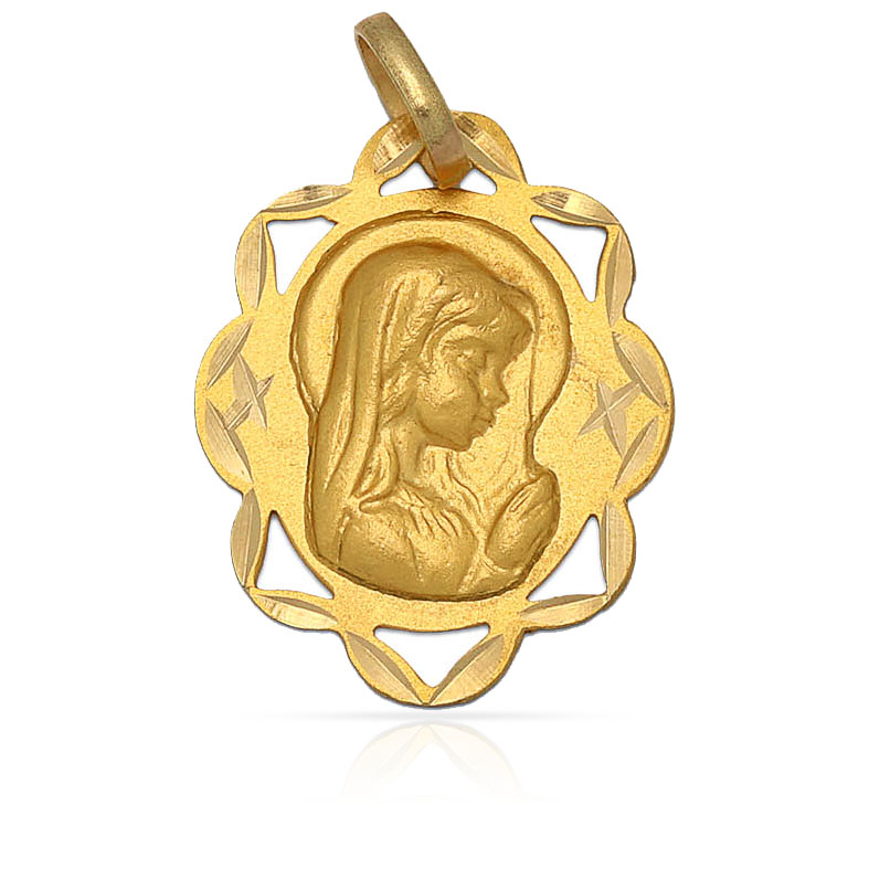 MEDALLA PLATA CHAPADA EN ORO VIRGEN NIÑA - 16x20MM
