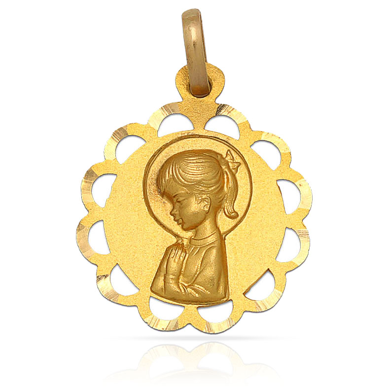 MEDALLA PLATA CHAPADA EN ORO VIRGEN NIÑA - 17MM