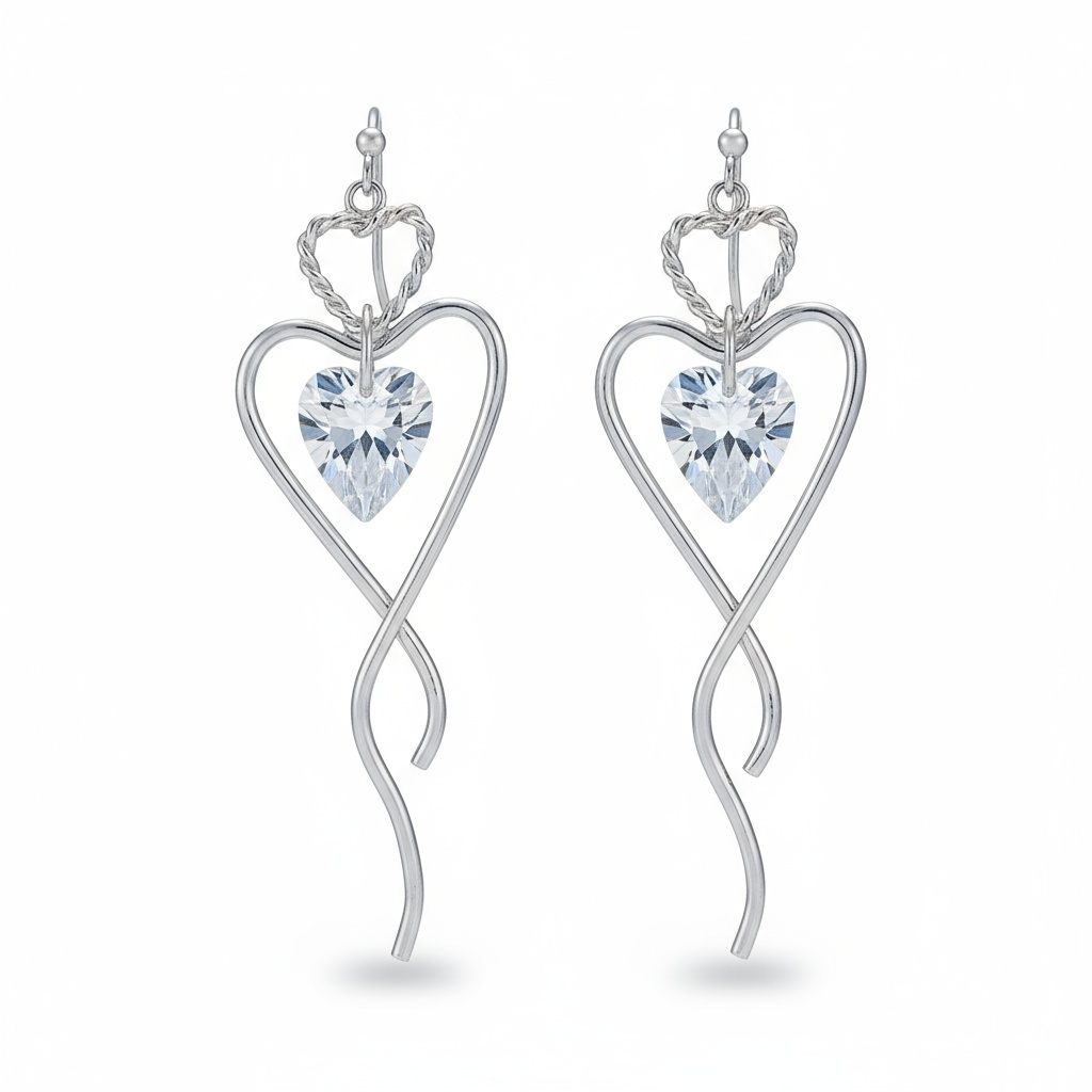 PENDIENTES CORAZON PLATA 925MM