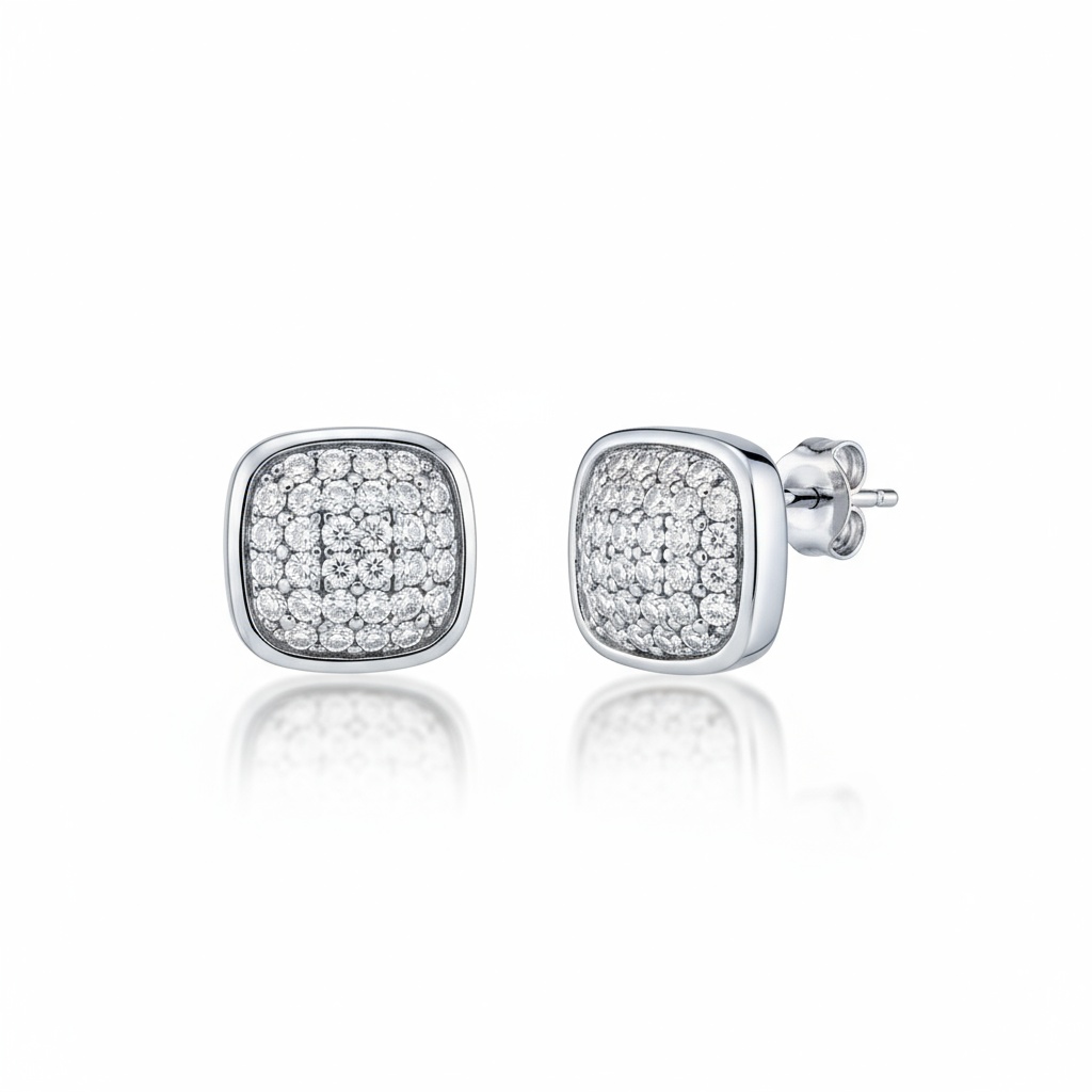 PENDIENTES CUADRADO PLATA 925MM
