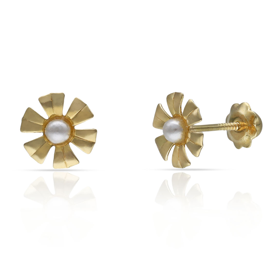 PENDIENTES EN ORO DE 18KL FLOR