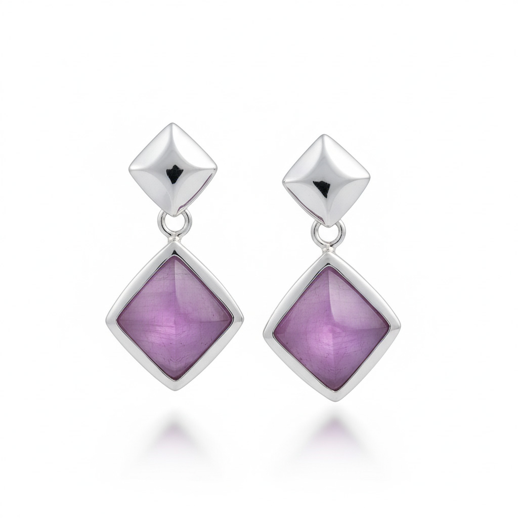 PENDIENTES OJO DE GATO FUCSIA PLATA 925MM