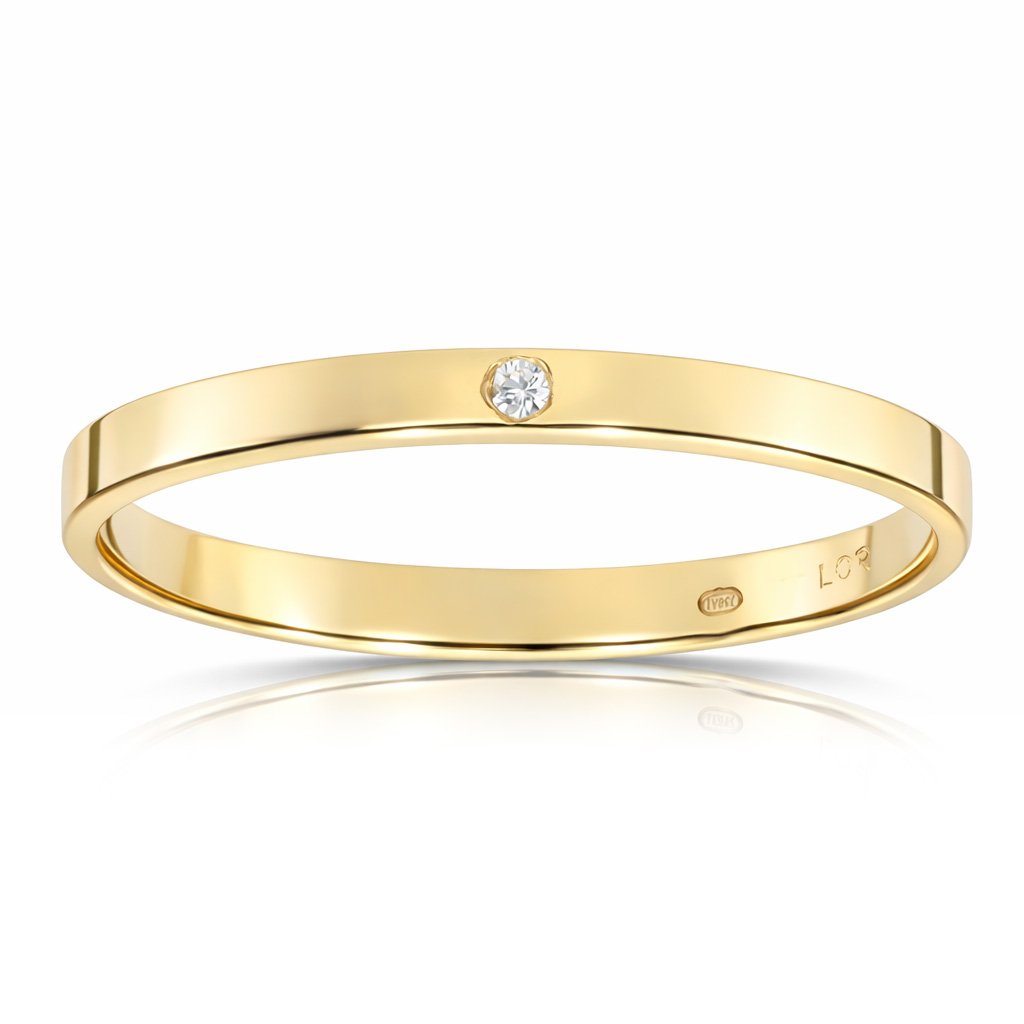 ALIANZA ORO 18KL LISA + CIRCONITA - 2MM