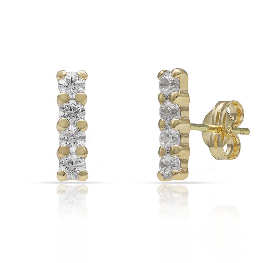 PENDIENTES ORO 18KL BARRA 4 CIRCONITAS