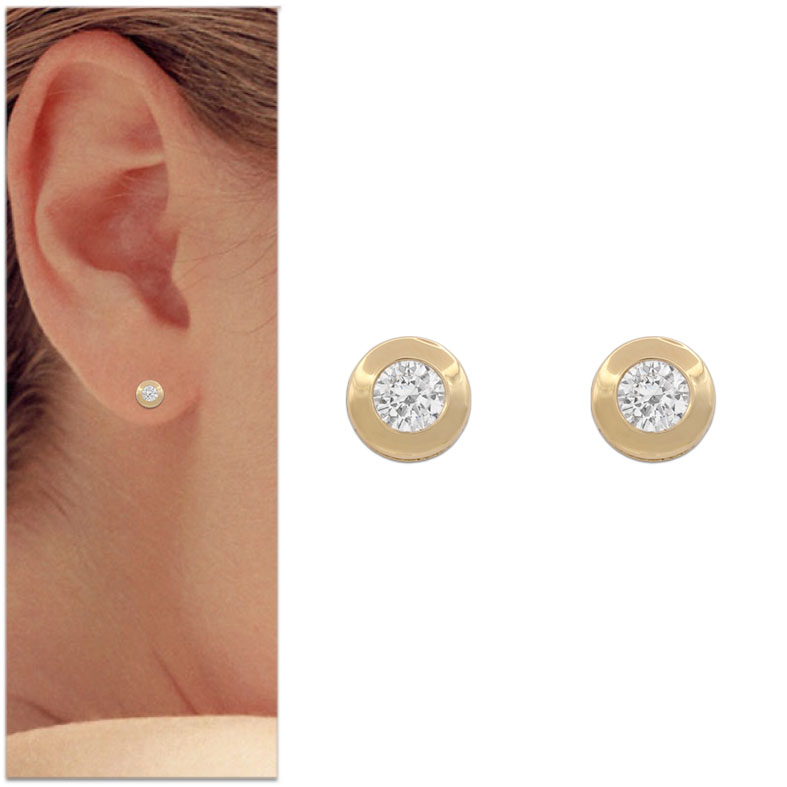 PENDIENTES ORO 18KL CHATON - 5MM