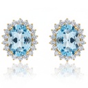 PENDIENTES ORO 18KL CIRCONITAS + PIEDRA COLOR