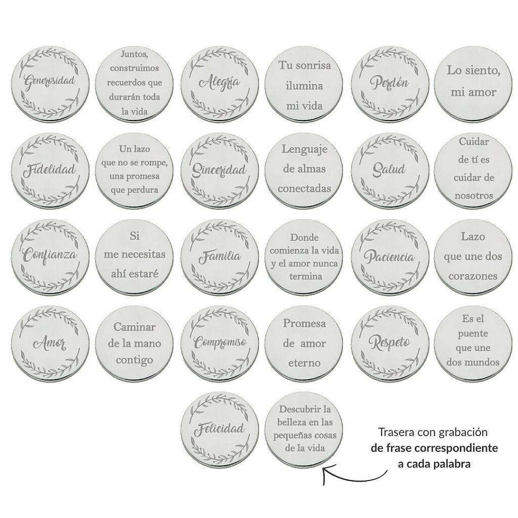 ARRAS PERSONALIZADAS PALABRA + FRASE · ACERO PLATEADO