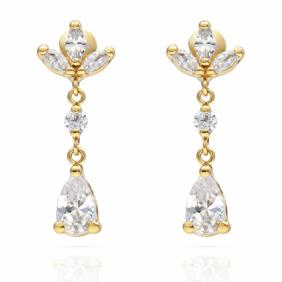 PENDIENTES ORO 18KL CIRCONITAS - 8x20MM