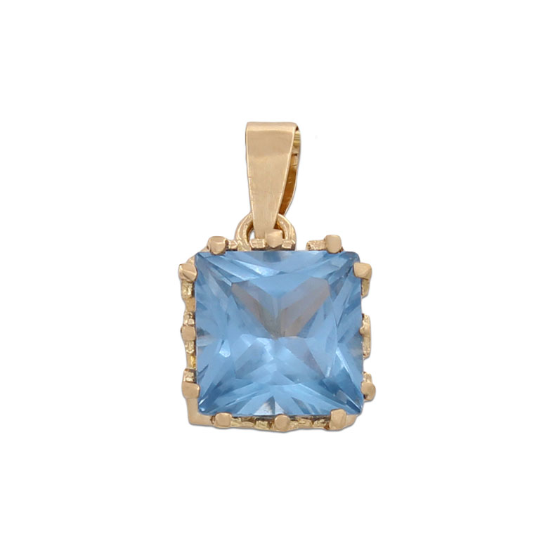 COLGANTE CORONA ORO 18KL PIEDRA AZUL