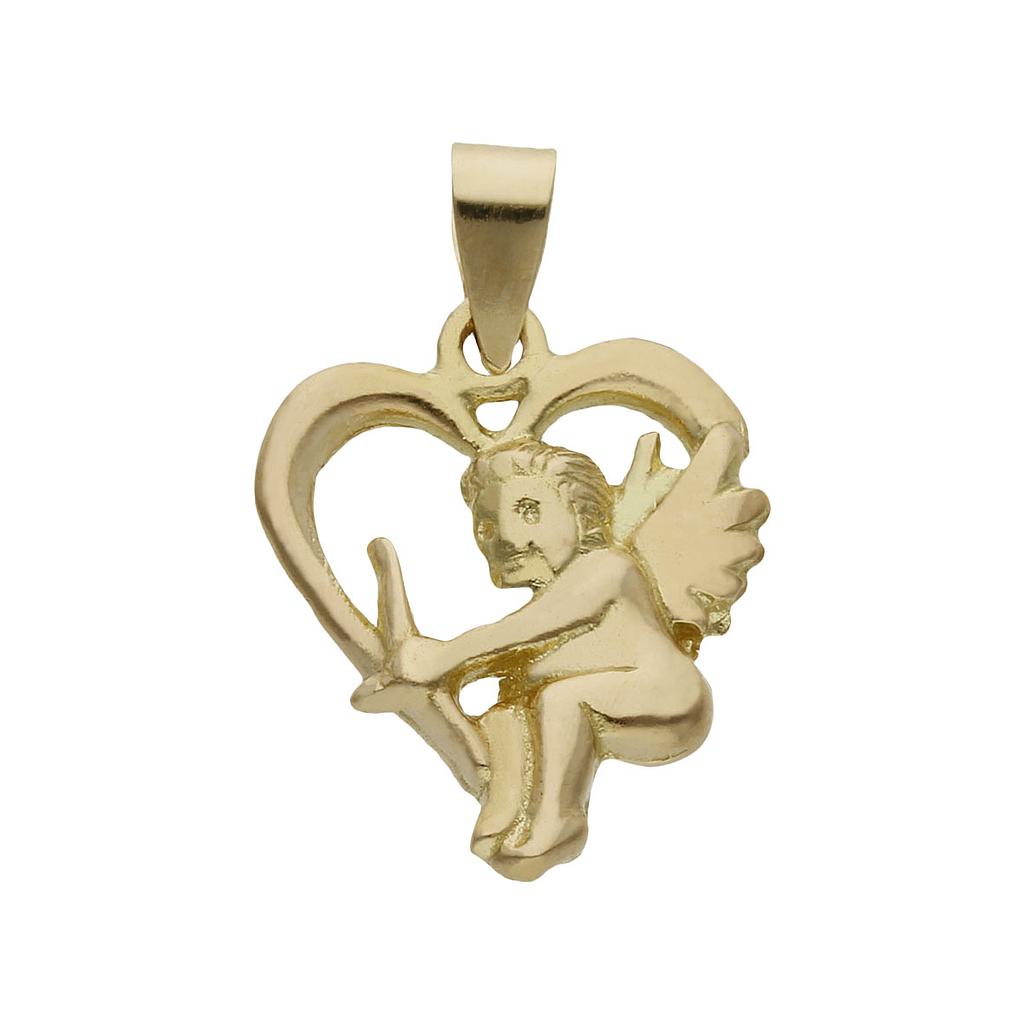 COLGANTE CUPIDO + CORAZON ORO 18KL