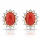 PENDIENTES ORO 18KL CORAL SINTETICO