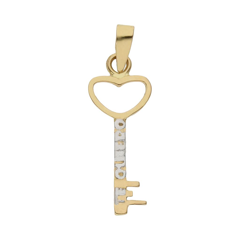 COLGANTE EN ORO 18KL LLAVE &quot;TE QUIERO&quot;