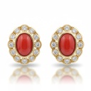PENDIENTES ORO 18KL CORAL SINTETICO