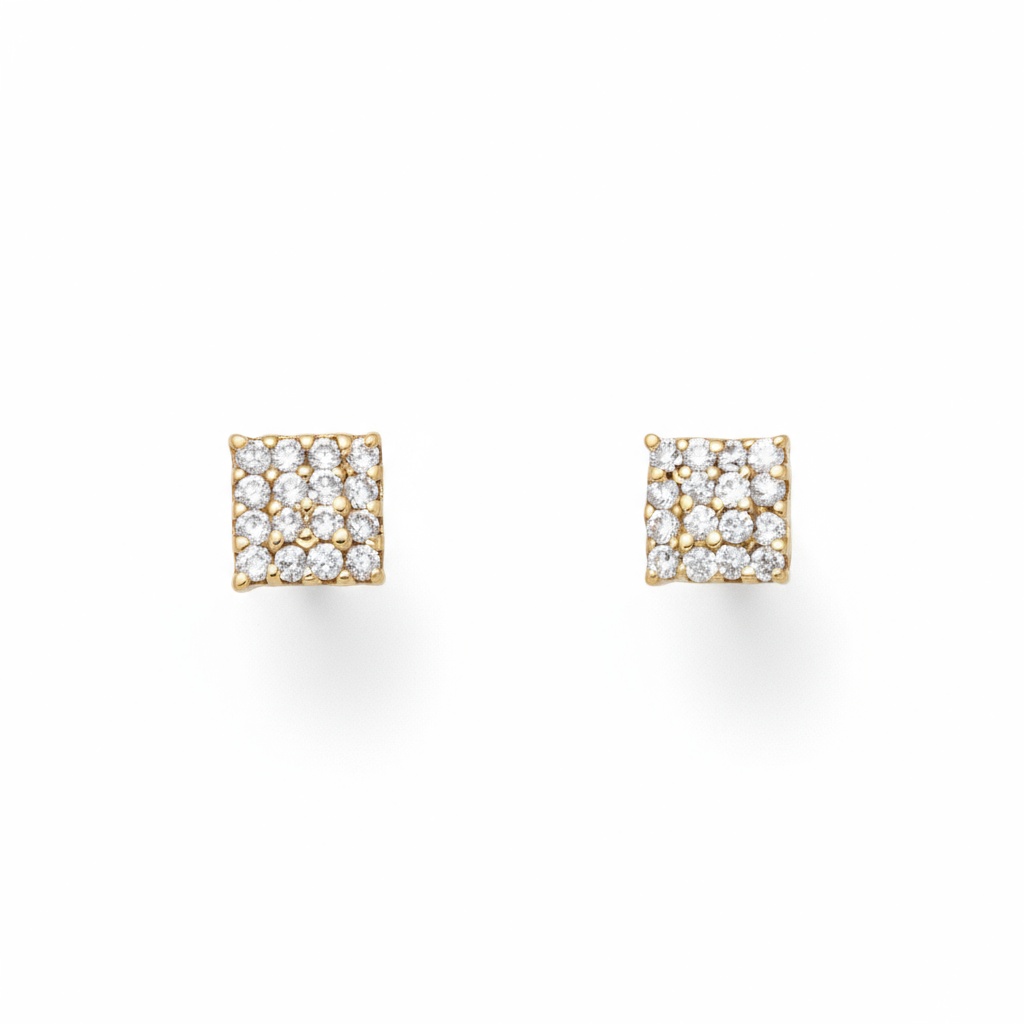 PENDIENTES ORO 18KL CUADRADOS CIRCONITAS
